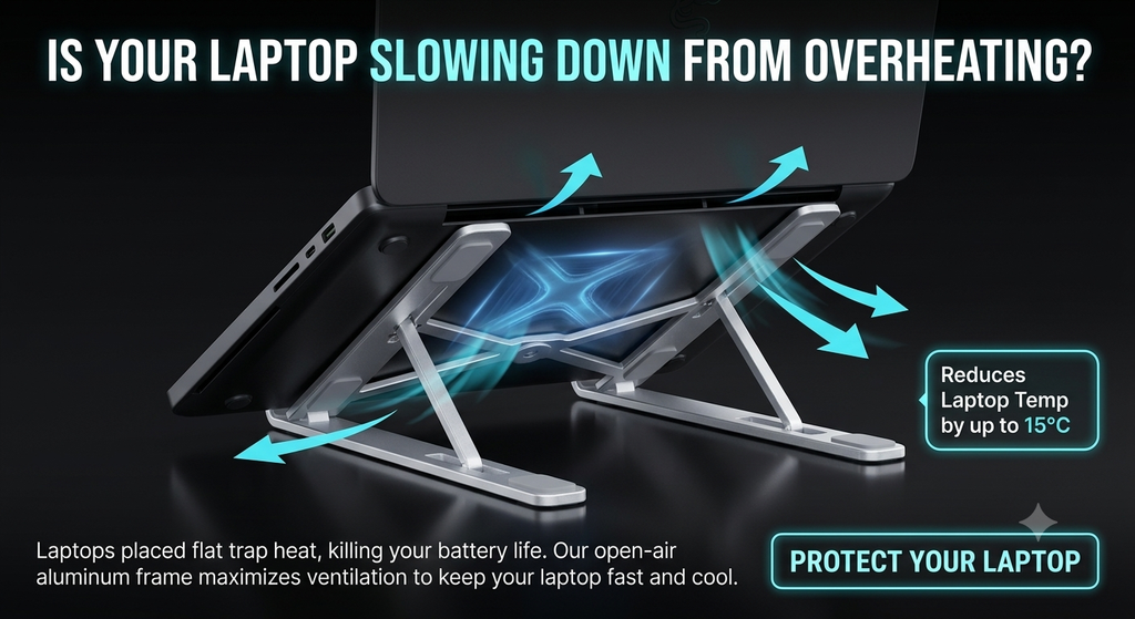 6 Angles Adjustable Aluminum Ergonomic Foldable Portable Tabletop Laptop/Desktop Riser Stand Holder