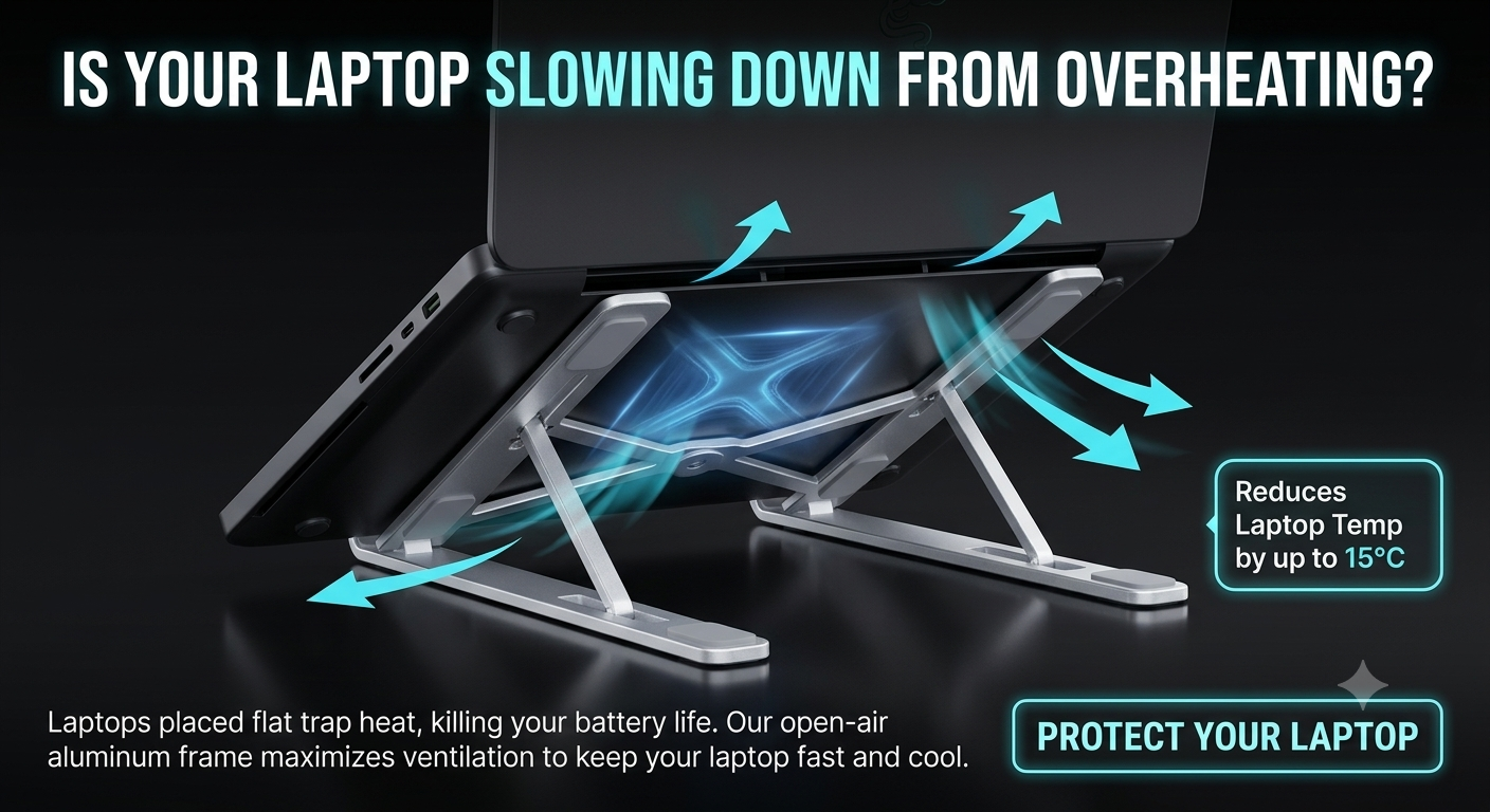 6 Angles Adjustable Aluminum Ergonomic Foldable Portable Tabletop Laptop/Desktop Riser Stand Holder